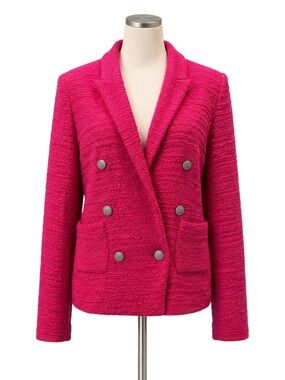 NIC+ZOE Femme Knit Blazer Double Breasted Textured Jacket Pink XXL NWT